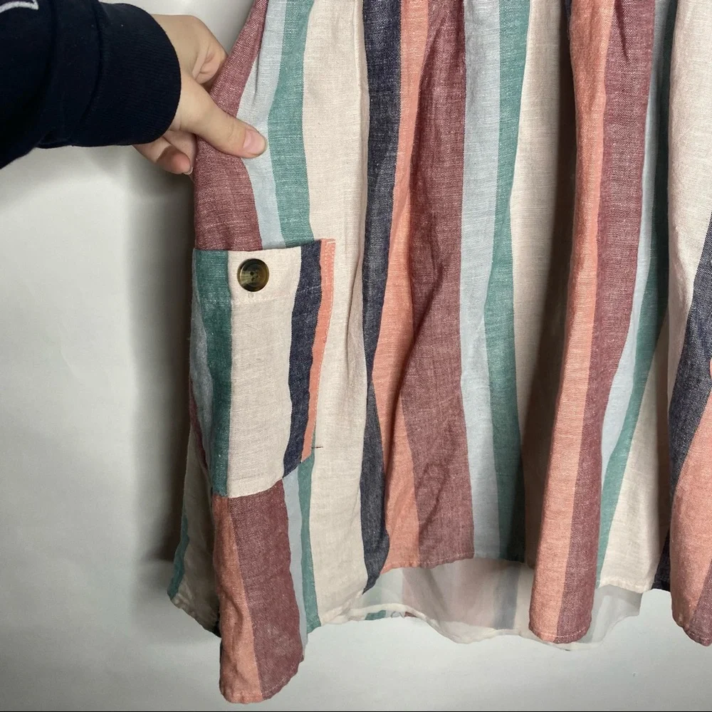 American Eagle | Striped Linen Blend Halter Tie Dress - Picture 4 of 7